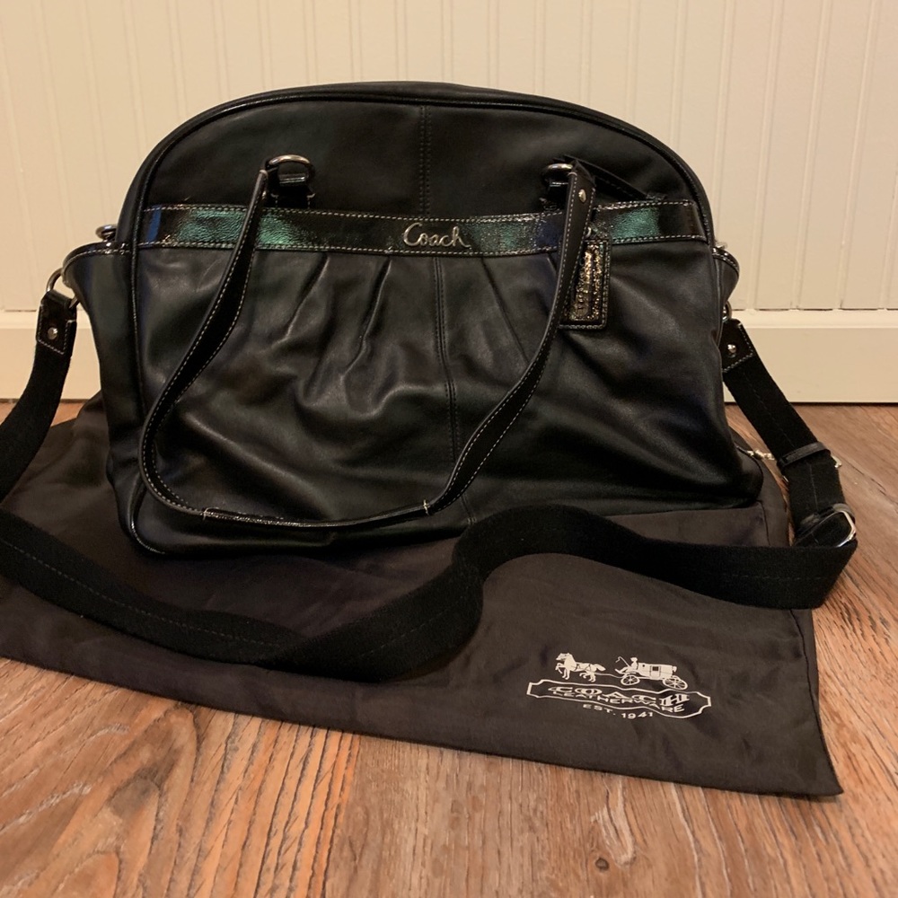 Black Coach purse/diaper bag/ travel bag.